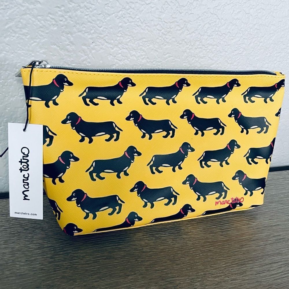 Marc Tetro Dachshund Pattern Cosmetic Travel Storage Bag Pouch